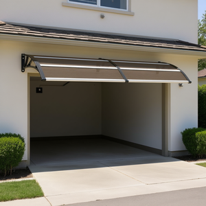 Toldo negro para puerta de 94.5 x 39.4 pulgadas, material de policarbonato para garajes, diseño moderno de arco, marco de aluminio con recubrimiento en polvo - Product Image 2