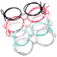 2 Cái/bộ Handmade Bện Polyester Đàn Hồi Dây Đôi Trái Tim Từ Tình Bạn Vòng Tay Ngày Valentine Quà Tặng