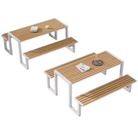 Ensemble de tables et chaises à manger en acier, usage commercial et domestique - 6 places, banc pour enfants, design européen moderne, marque Xinmu, robuste et durable