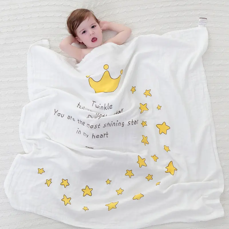 Etiqueta personalizada unissex para bebês, lençol de algodão orgânico para bebês envoltórios 2 4 6 8 camada cobertor de musselina