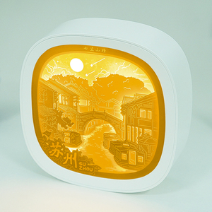 Lámpara de Papel Tallado <span class=keywords><strong>en</strong></span> 3D con Luz y <span class=keywords><strong>Sombra</strong></span>, Regalo Creativo y Novedoso para una Reunión Conmemorativa de Papel y Madera - Product Image 4