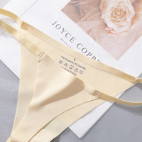 Sous-vêtements féminins européens, respirants, sans couture, sexy, taille basse, en soie, avec entrejambe en coton, string, culotte