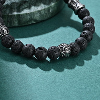 Collier en acier inoxydable avec mantra national à six mots, porte-bonheur unisexe, perles vintage, OPJ AS-SL-040, cadeau