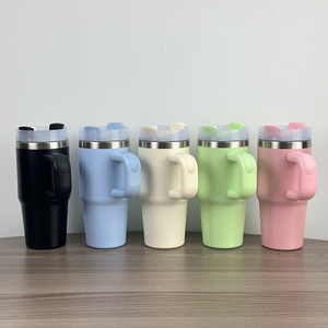 Gobelet de voyage isotherme à double paroi 14 oz en acier inoxydable 304 avec poignée, logo personnalisé, tasse portable pour café, vin ou autres boissons - Product Image 3