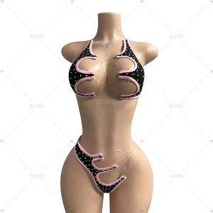 Giới tinh hoa sẵn sàng để tàu Chất lượng cao Kim Cương kỳ lạ dancewear vũ nữ Thoát y trang phục kỳ lạ dancewear bodysuit bikini đồ lót trang phục - Product Image 5