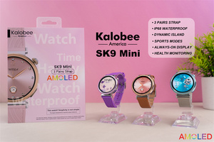 Montre connectée Kalobee, appels, Android, iOS, étanche IP68, écran AMOLED, SK9 Mini, bracelet magnétique, HD, ronde, sport, pour femmes. - Product Image 3