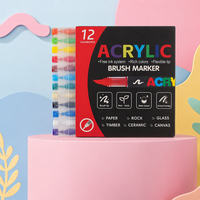 Lot de 48 Marqueurs Peinture Acrylique Pointe Pinceau Sans Agitation Sans Pression Encre Liquide Multi-Surfaces Fournitures Artistiques Studio Vente en Gros