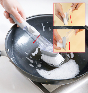 Kitchen <b>Cleaning</b> <b>Brush</b> Set With Removable <b>Brush</b> Sponge Dispenser Long Handle Dish Pot Cleaner Automatic Liquid Dispenser - Product Image 6