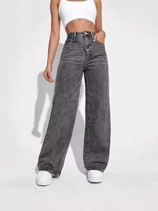 Nuevos Jeans de Mujer, Pantalones Holgados de Pierna Recta, Venta Directa de Fábrica para Mujeres Europeas y Americanas - Product Image 4