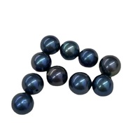 Perles rondes en nacre d'eau douce naturelle de 6 à 13 mm, couleur bleu vert noir paon, pour la fabrication de bijoux