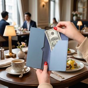 Porte-Comptes Personnalisé en Cuir PU Fait Main Durable pour Restaurant, Porte-Bill Personnalisé avec Logo, Porte-Cartes Long pour Billets et Cartes, Cadeaux pour Café - Product Image 1