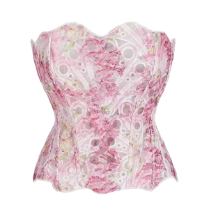 Corsé DE BODA bordado transpirable para mujer, <span class=keywords><strong>corpiño</strong></span> sobre el busto, corpiños de malla hueca, cintura delgada, encaje deshuesado, Tops de tubo <span class=keywords><strong>sin</strong></span> <span class=keywords><strong>tirantes</strong></span> - Product Image 1