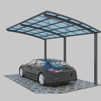Panneaux de toiture en polycarbonate à double paroi, structure en aluminium, nouveau design moderne, abri de voiture avec gouttières métalliques