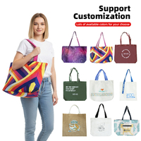 Sacs fourre-tout en toile personnalisés en gros avec logo réutilisable imprimé en sérigraphie couleur et design personnalisés quantité minimale de commande bas 20 pièces