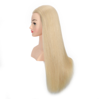 Tête de mannequin de luxe en cheveux naturels avec épaules pour la présentation de produits capillaires, tête d'entraînement de haute qualité pour la formation des stylistes professionnels