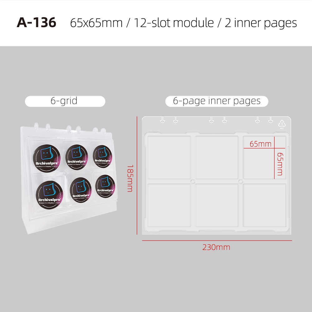 65x65mm - 6 pocket - 2 pages