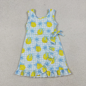 En Stock, Venta Caliente, Vestido Corto sin Mangas con Lazo para Bebés y Niñas, Diseño a Cuadros Rosa, Estilo Yoga, Largo hasta la Rodilla - Product Image 5