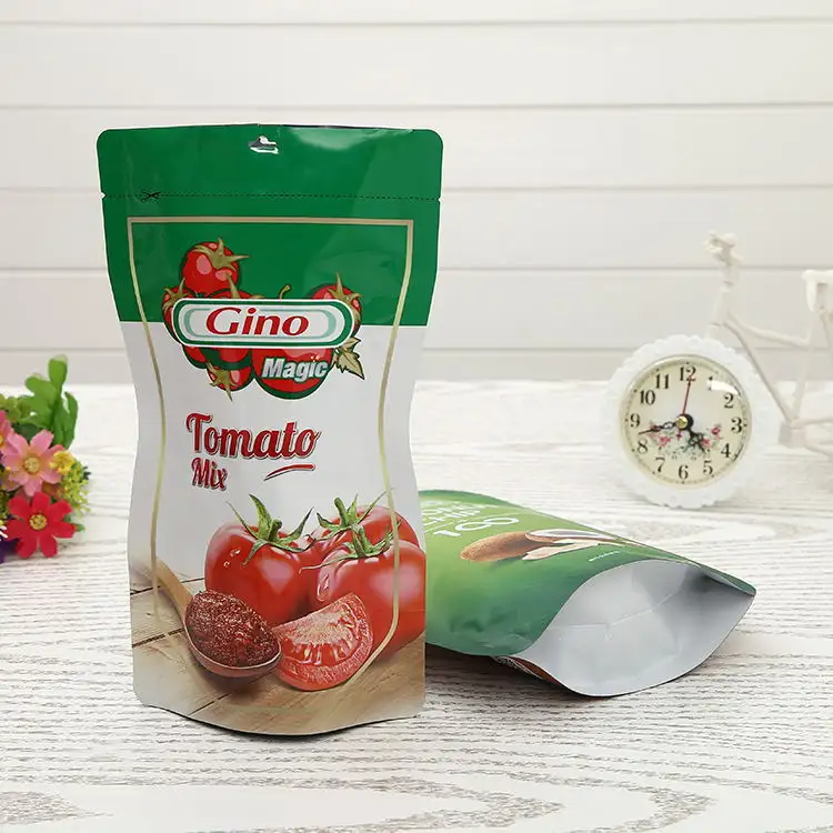 Foil material food grade plastic Tomato sauce chilli packaging bag ketchup salad sachet spout bag