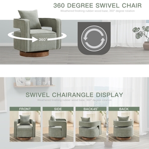 <span class=keywords><strong>Poltrona</strong></span> Moderna Girevole OEM in Ciniglia con Gambe in Legno e Schienale Imbottito per Soggiorno - Product Image 5