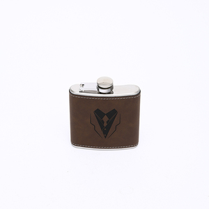 Bestman Gift 6oz 8oz Laserable PU Leather Coated Stainless Steel <strong>Hip</strong> <strong>Flask</strong> Gift Set with Shot Glass Funnel - Product Image 5