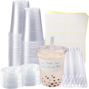 Taza de PP de 95MM 9 12 16 24 Oz, batido grueso desechable, Burbuja de plástico transparente, taza de té de la leche Boba con taza de Parfait Lidnk - Product Image 1
