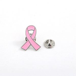 เข็มกลัดโลหะรูปผีเสื้อเคลือบเงาแบบกำหนดเองสำหรับรณรงค์มะเร็ง - Product Image 4