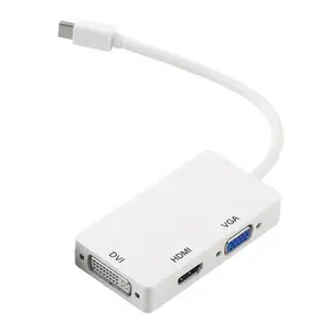 Mini Displayport para HDMI/VGA/Dvi, 3-em-1 Adaptador DP, resolução de apoio 2 4K K para Porta HDMI, Preto