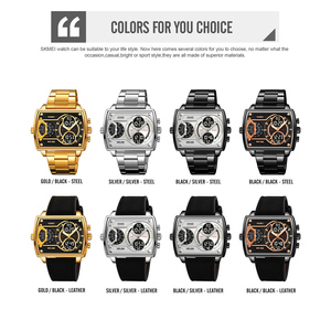 Skmei 2229 Lớn Đồng Hồ Người Đàn Ông Sang Trọng Vàng Thép Ban Nhạc Kỹ Thuật Số Analog Đồng Hồ Hai Múi Giờ Relogio Masculino Đồng Hồ Giản Dị Người Đàn Ông - Product Image 2
