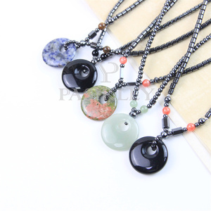 Collier pendentif en pierre naturelle colorée Langyue, cristal d'unakite, boucle de paix, tendance, hématite pour femmes et hommes, fête - Product Image 3