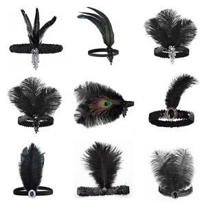 Bandeau à clapet des années 1920, casque à clapet de costume pour femme, bandeau à plumes pour soirée à thème <span class=keywords><strong>Gatsby</strong></span> - Product Image 2