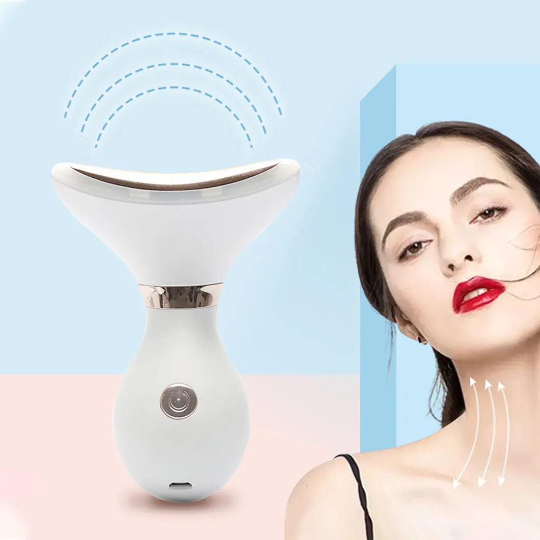 Profession eller Heimgebrauch U-förmiger EMS Mikrostrom-Falten entferner LED-Lichttherapie Face Neck Lifting Massage gerät Beauty Device