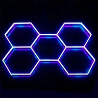 Système d'éclairage LED RGB pour garage à 5 grilles, plafonnier hexagonal RGB pour studio, atelier, bureau, salle de jeux, fête