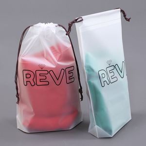 Sac à cordon en EVA givré avec logo personnalisé, pochette de rangement en plastique mat imperméable pour vêtements, chaussures, maillots de bain, emballage cadeau - Product Image 3