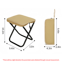 Tabouret pliant portable Liveer Factory en tissu Oxford avec cadre en acier, fermeture éclair étanche, pour jardin, extérieur, plage, randonnée