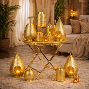 2026 New Design Wholesale Arab Ramadan Antique Gold <strong>Moroccan</strong> Lanterns Eid Mubarak <strong>Decor</strong> for Home and Wedding Supplier - Product Image 1