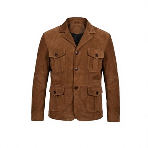 Handmade <b>Men's</b> Premium Brown <b>Suede</b> Leather <b>Jacket</b>-Western Slim Fit Real <b>Suede</b> Coat Classic Casual Autumn Outerwear - Product Image 1