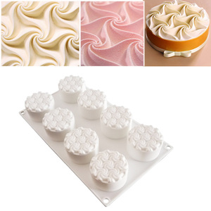 Spiral Buttercream Mousse Silicone Mold 8 Cavity Cake Chocolate Ice Cream Dessert Baking Tool 29.5x17.5x3.5cm - Product Image 2