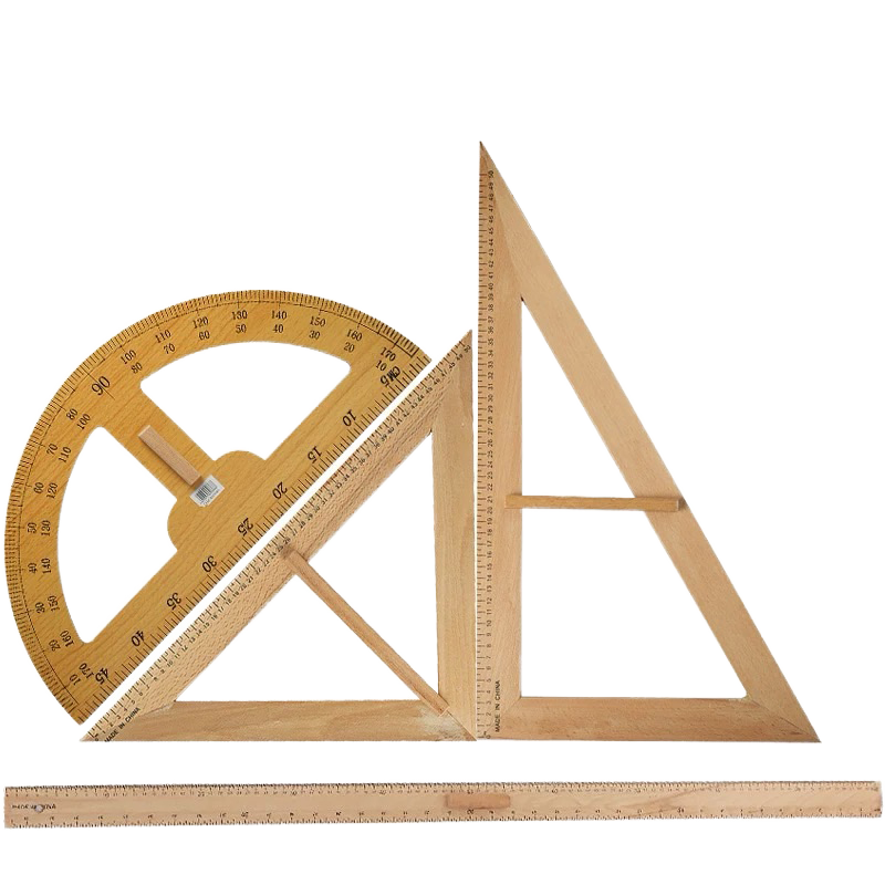 Maihun Wooden Geometry Teaching Ruler Set