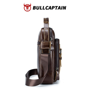 BULLCAPTAIN กระเป๋าสะพายข้างผู้ชาย หนังวัวชั้นบนสุด กระเป๋าสะพายข้างสองชั้นอเนกประสงค์ แฟชั่นยุโรปอเมริกันสำหรับผู้ชาย - Product Image 4