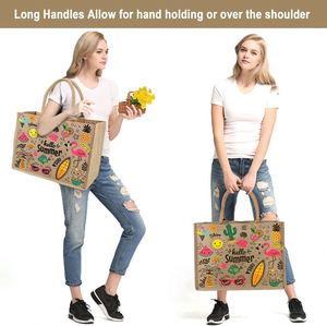 Sac cadeau en toile de jute avec poche intérieure zippée, sac de plage en jute, sac fourre-tout pour le shopping - Product Image 6