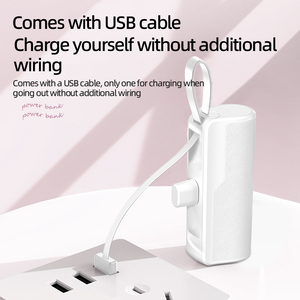 Promoción certificada Mini 5000 Mah Power Banks Cable incorporado Cargador móvil Venta al por mayor 5000 mAh Batería Power Bank para <span class=keywords><strong>iPhone</strong></span> - Product Image 5