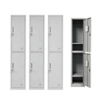 Casier de vestiaire métallique à 2 niveaux et 2 portes avec miroir, en acier laminé à froid, pour salle de sport, usine, vestiaire