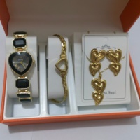 Lot de 5 montres-bracelets de luxe pour femmes en acier inoxydable avec strass et bijoux en forme de cœur, mouvement à quartz, Relogio Feminino