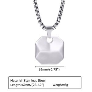 Vente en gros Acier inoxydable Irrégulier Carré Pendentif Simple Collier Accessoires Acier Couleur pour Hommes Femmes Bijoux Résultats - Product Image 6