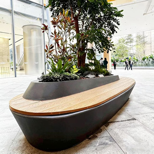 Banco de Madera Curvo G074 con Jardinera Integrada de FRP, Silla de Exterior Ecológica, Duradera y de Alta Gama para Escuelas y Hospitales - Product Image 4