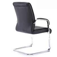 Chaise de bureau de direction ergonomique à dossier haut au design contemporain, base en acier inoxydable, accoudoirs fixes, glissière noire en synthétique