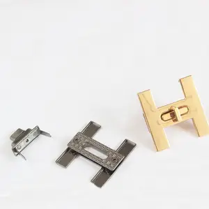 H Letter Logo Metal and Plastic H-Shaped Buckle Women Bag Lock Hardware for Handbags Die-Cast LOGO Lock