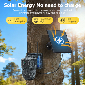 กล้องรักษาความปลอดภัยเซลลูลาร์ 4G LTE กล้องรักษาความปลอดภัยพลังงานแสงอาทิตย์ไวไฟกลางแจ้งไร้สายพร้อมซิมการ์ดสีรุ่นกลางคืนการตรวจจับการเคลื่อนไหว - Product Image 5