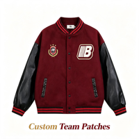 Veste universitaire personnalisée avec logo brodé, manches en similicuir, boutons-pression, pour hommes et femmes, style bomber baseball