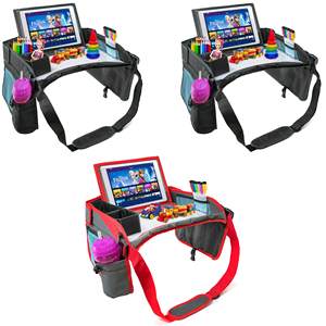 Promotion d'échantillons gratuits : Plateau de voyage pour enfants, plateau pour siège auto pour tout-petits, 16,5 x 13,5 pouces (rouge/gris), organisateur suspendu pour poussette - Product Image 1